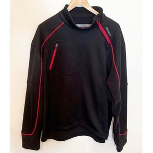 Joe Rocket Pullover Mens 2XL Black Good Red Trim Quarter Zip Fleece Mid Layer